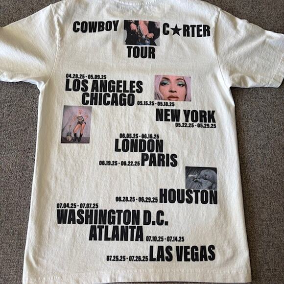 Official Sz. Small Beyonce Cowboy Carter Tour White Shirt w/Dates on Back S/S - Picture 4 of 8